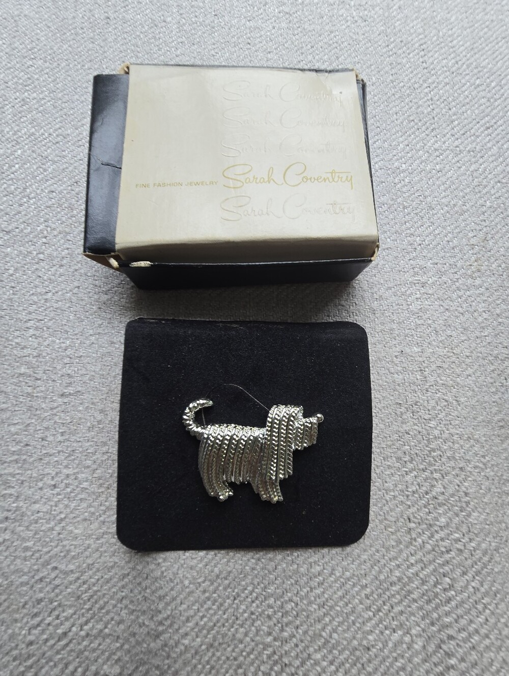 NOS Sarah Coventry Silver-Tone Shaggy Dog Terrier Brooch